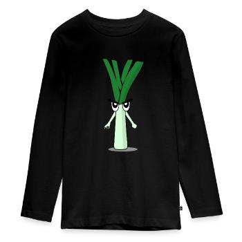 Looked in Leeks Looked in - Teenager Premium Organic Long Sleeve Shirt - black - Front - AI Model Kid Female (0cm)