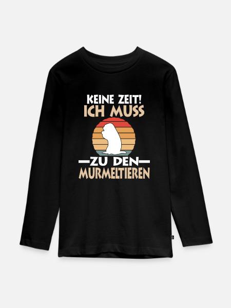 Murmeltier - Teenager Premium Bio Langarmshirt - Schwarz
