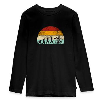 Schlagzeug Evolution Drummer Schlagzeuger - Teenager Premium Bio Langarmshirt - Schwarz - Vorne - AI Model Kid Female (0cm)