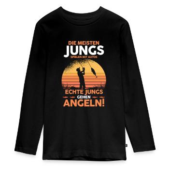 Angler Fischer Mädchen Angeln - Teenager Premium Bio Langarmshirt - Schwarz - Vorne - AI Model Kid Female (0cm)