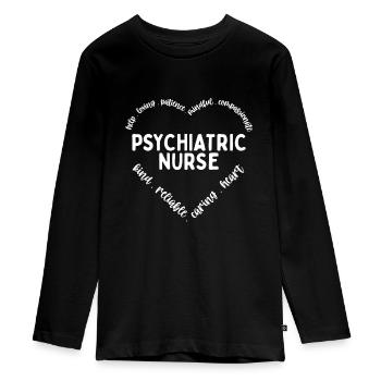 Psychiatric Nurse Certification Psychiatric Nurse - Teenager Premium Organic Long Sleeve Shirt - black - Front - AI Model Kid Female (0cm)