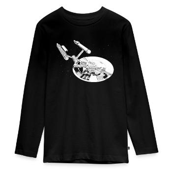 Star Trek The Original Series USS Enterprise - Teenager Premium Bio Langarmshirt - Schwarz - Vorne - AI Model Kid Female (0cm)