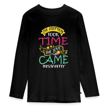 Adoption Day, Adoption Mom Dad Parents - Teenager Premium Organic Long Sleeve Shirt - black - Front - AI Model Kid Female (0cm)