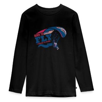 Born To Fly Forcé de travailler Pilote de paramoteur - T-shirt manches longues Premium Ado - noir - Devant - AI Model Kid Female (0cm)