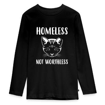 Homeless TNR Neuter Release Feral Cat - Teenager Premium Organic Long Sleeve Shirt - black - Front - AI Model Kid Female (0cm)