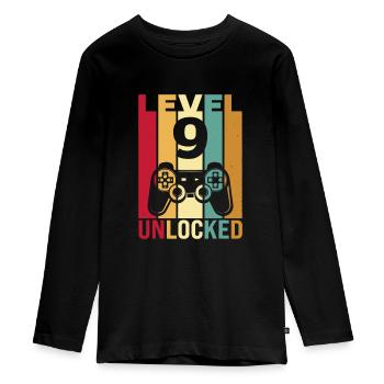 Zehn 9 Jahre 9 Geburtstag Kind Sohn Lustiger Spieler 9. Jahre - Teenager Premium Bio Langarmshirt - Schwarz - Vorne - AI Model Kid Female (0cm)