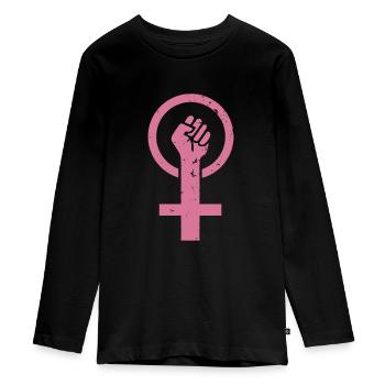 Feminist - Venus - Kvindeligt tegn - Sød feminist - Premium økologisk langærmet T-shirt til teenagere - sort - Foran - AI Model Kid Female (0cm)