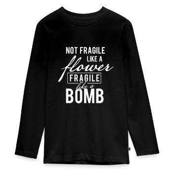 Zerbrechlich wie eine Bombe - Feministische Frauenrechte - Teenager Premium Bio Langarmshirt - Schwarz - Vorne - AI Model Kid Female (0cm)