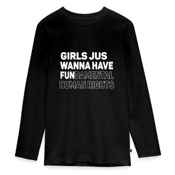 Mädchen wollen nur grundlegende Menschenrechte haben - Teenager Premium Bio Langarmshirt - Schwarz - Vorne - AI Model Kid Female (0cm)