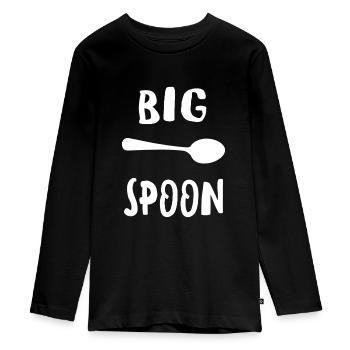 Big Spoon - Lustiges passendes Familienpaar - Teenager Premium Bio Langarmshirt - Schwarz - Vorne - AI Model Kid Female (0cm)