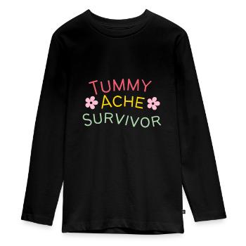 Tummy ache survivor Stomachache IBS Funny - Teenager Premium Organic Long Sleeve Shirt - black - Front - AI Model Kid Female (0cm)
