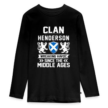 Clan HENDERSON schottische familie schottland - Teenager Premium Bio Langarmshirt - Schwarz - Vorne - AI Model Kid Female (0cm)