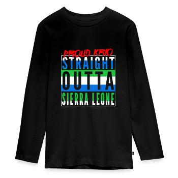 Straight Outta Sierra Leone Leonean Flag - Teenager Premium Organic Long Sleeve Shirt - black - Front - AI Model Kid Female (0cm)