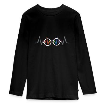 Augenarzt, Brille Herzschlag Optiker Optiker - Teenager Premium Bio Langarmshirt - Schwarz - Vorne - AI Model Kid Female (0cm)