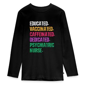 Psych Nurse Psychiatric Nursing Mental Health - Teenager Premium Organic Long Sleeve Shirt - black - Front - AI Model Kid Female (0cm)