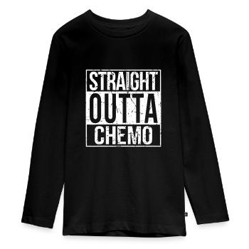 Straight Outta Chemo Shirt Battle Cancer Awareness - Teenager Premium Organic Long Sleeve Shirt - black - Front - AI Model Kid Female (0cm)
