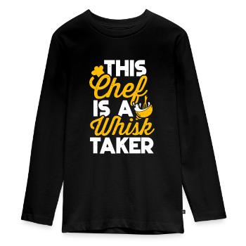 Chef Whisk Taker Funny Kitchen Cooking Lover - Teenager Premium Organic Long Sleeve Shirt - black - Front - AI Model Kid Female (0cm)
