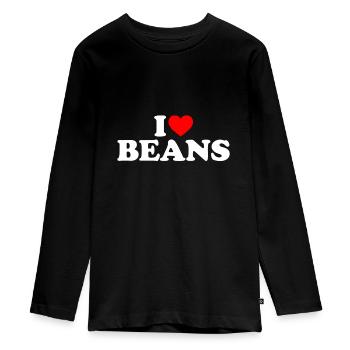 I Love Beans, I Heart Beans, Beans Lover - Teenager Premium Organic Long Sleeve Shirt - black - Front - AI Model Kid Female (0cm)