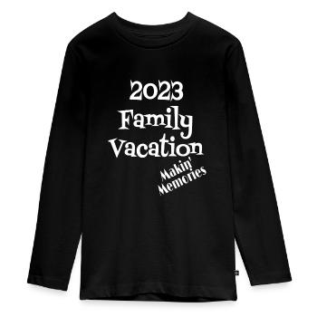 Passende Erinnerungen an den Familienurlaub 2023 - Teenager Premium Bio Langarmshirt - Schwarz - Vorne - AI Model Kid Female (0cm)