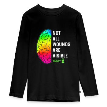 Not All Wounds are Visible - Mental Health - Teenager Premium Organic Long Sleeve Shirt - black - Front - AI Model Kid Female (0cm)