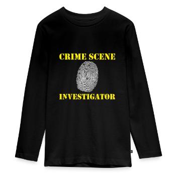 Crime Scene Investigator Fingerprint Detective - Teenager Premium Organic Long Sleeve Shirt - black - Front - AI Model Kid Female (0cm)