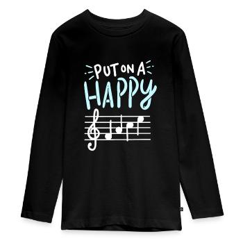 Put On A Happy Face Music - Teenager Premium Organic Long Sleeve Shirt - black - Front - AI Model Kid Female (0cm)