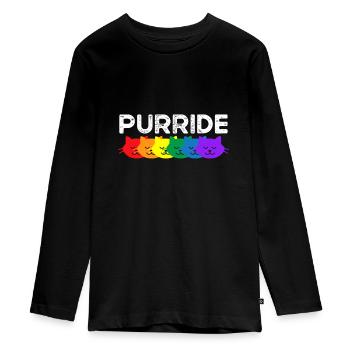 Purride Cat Lover Pride Month Gay Rights Rainbow - Teenager Premium Organic Long Sleeve Shirt - black - Front - AI Model Kid Female (0cm)