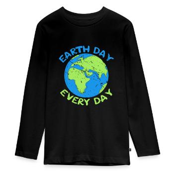 Anniversaire de la planète Jour de la Terre Jour de la Terre Tous les jours - T-shirt manches longues Premium Ado - noir - Devant - AI Model Kid Female (0cm)