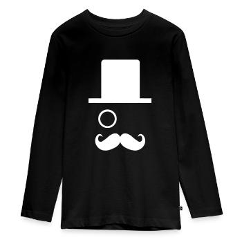 Vintage Top Hat With Monocle Eye Lens - Teenager Premium Organic Long Sleeve Shirt - black - Front - AI Model Kid Female (0cm)
