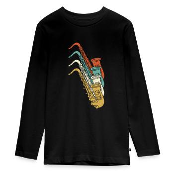 Saxophonist Saxophonist Saxophon I Vintage Saxophon - Teenager Premium Bio Langarmshirt - Schwarz - Vorne - AI Model Kid Female (0cm)