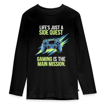 Gamer Saying Gamer Gift - Teenager Premium Organic Long Sleeve Shirt - black - Front - AI Model Kid Female (0cm)