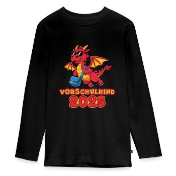 Vorschulkind 2025 Drache Einschulung für Jungen - Teenager Premium Bio Langarmshirt - Schwarz - Vorne - AI Model Kid Female (0cm)