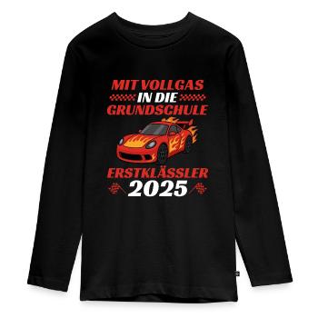 Grundschule 2025 Rennauto Junge Einschulung - Teenager Premium Bio Langarmshirt - Schwarz - Vorne - AI Model Kid Female (0cm)