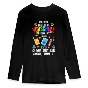 Vorschule Anfang Vorschüler Geschenk - Teenager Premium Bio Langarmshirt - Schwarz - Vorne - AI Model Kid Female (0cm)