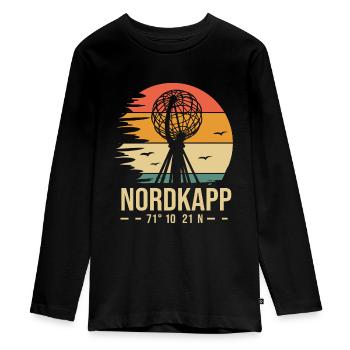 Nordkapp Capo Nord Norvegia - Maglia a maniche lunghe ecologica premium per ragazzi - nero - Fronte - AI Model Kid Female (0cm)