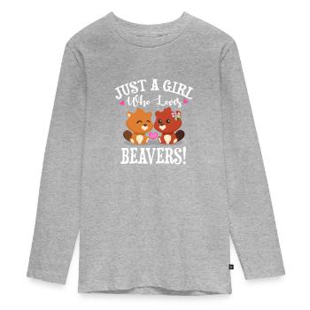 Beaver - Teenager Premium Organic Long Sleeve Shirt - heather grey - Front