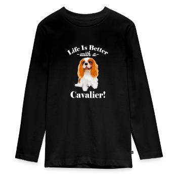 Cavalier King Charles Spaniel - Teenager Premium Bio Langarmshirt - Schwarz - Vorne - AI Model Kid Female (0cm)
