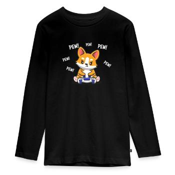Corgi - Teenager Premium Bio Langarmshirt - Schwarz - Vorne - AI Model Kid Female (0cm)
