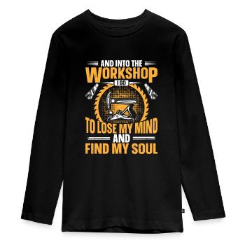 And Into The Workshop Carpenter Craft Woodworking - Teenager Premium Organic Long Sleeve Shirt - black - Front - AI Model Kid Female (0cm)