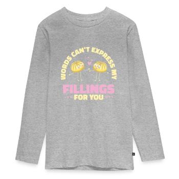 Dim Sums remplissant la nourriture asiatique chinoise - T-shirt manches longues Premium Ado - gris chiné - Devant
