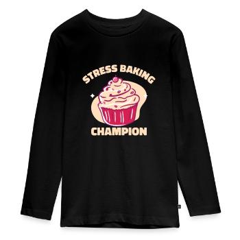 Pastry Chef Baking Champion Baked Goods Pastries - Teenager Premium Organic Long Sleeve Shirt - black - Front - AI Model Kid Female (0cm)