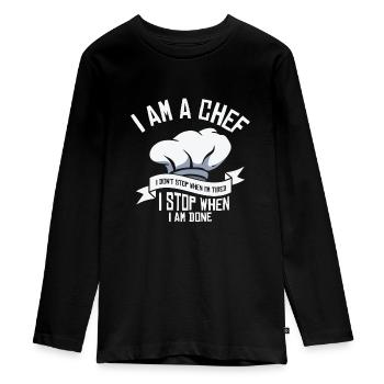 Chef Cooking Meals Culinary Cooks Baking - Teenager Premium Organic Long Sleeve Shirt - black - Front - AI Model Kid Female (0cm)