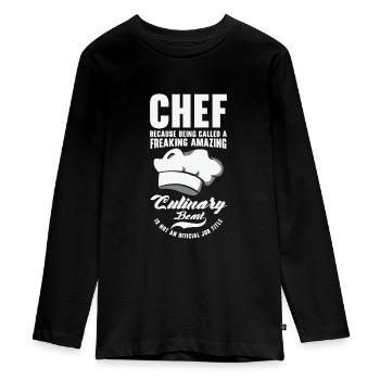 Chef Beast Culinary Art Cooking Baking Meals - Teenager Premium Organic Long Sleeve Shirt - black - Front - AI Model Kid Female (0cm)