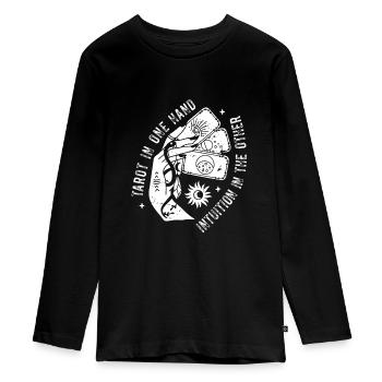 Divination Intuition Tarot Cards Fortune Telling - Teenager Premium Organic Long Sleeve Shirt - black - Front - AI Model Kid Female (0cm)