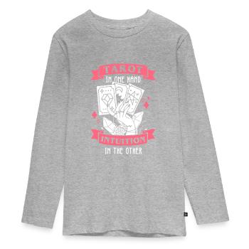 Divination Intuition Tarot Cartes Voyance - T-shirt manches longues Premium Ado - gris chiné - Devant