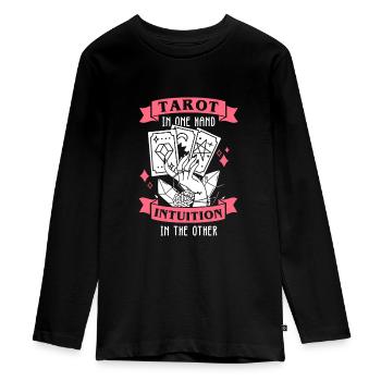 Divination Intuition Tarot Cards Fortune Telling - Teenager Premium Organic Long Sleeve Shirt - black - Front - AI Model Kid Female (0cm)