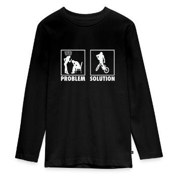 BMX Bikers Statement Problem Solution. - Teenager Premium Bio Langarmshirt - Schwarz - Vorne - AI Model Kid Female (0cm)