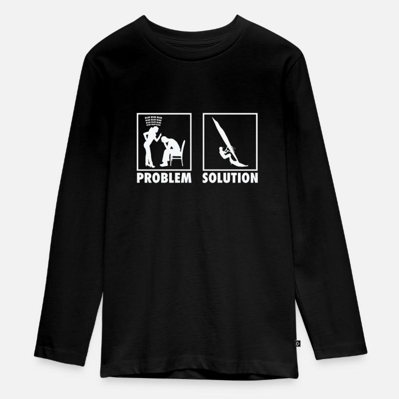 Windsurfing Windsurfer Statement Problem Solution. - Teenager Premium Bio Langarmshirt - Schwarz