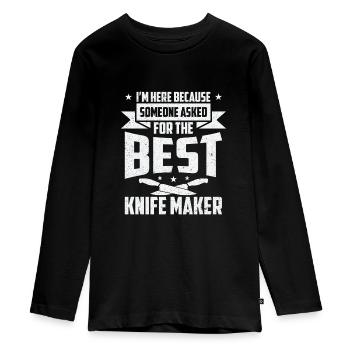Knifemaking Knife Making Bladesmith Smithing Knife - Teenager Premium Organic Long Sleeve Shirt - black - Front - AI Model Kid Female (0cm)