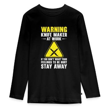 Knifemaking Knife Making Bladesmith Smithing Knife - Teenager Premium Organic Long Sleeve Shirt - black - Front - AI Model Kid Female (0cm)